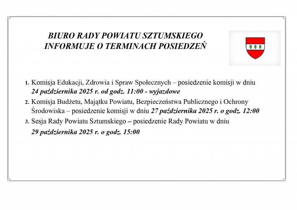 Wiadomości Rady Powiatu Sztumskiego